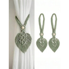 2pcs Bohemian Hand-Woven Curtain Straps with Colorful Leaf Buckles – Home, Wedding Decor (Compatible with Standard Rods)