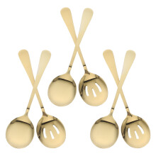 6-Piece Golden Stainless Steel Spoon Set for Kitchen, Dining, and Everyday Use