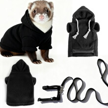 Ferret Leash & Harness Set + Soft Pet Sweater for Guinea Pig, Hamster, Chinchilla, Teacup Chihuahua (15x27cm)