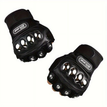 Black Steel Knuckle Motorcycle Gloves – Half Finger, Unisex, Hook & Loop, Durable & Comfortable, Compatible with Cycling, Sports, Mountaineering,