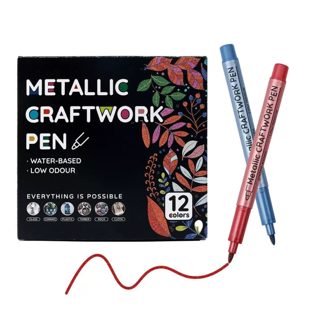 12-Color Metallic Nail Art Markers Set â Dotting, Liner & Graffiti Pens for Manicure, Compatible with All Nail Types