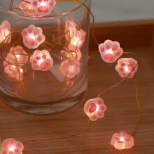 1pc LED Cat Paw Shaped Copper Wire String Lights, for Holiday Parties, Room, Living Room, and Bedroom Decoration