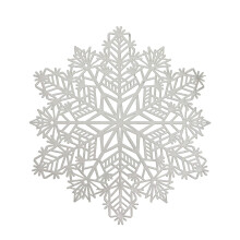 Metallic Christmas Snowflake Place Mats, 15” Washable Vinyl Table Mats, Hollow-Out Non-Slip, Compatible with Holiday & Wedding Decor
