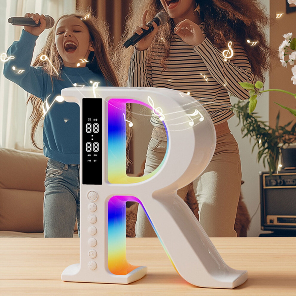 Large R Wireless Charging Bluetooth Speaker With Clock Display, Alarm & Colorful Â Compatible With Qi Devices Light 9402001214362
