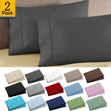 Lot de 2 taies d'oreiller en microfibre brossée (50 x 75 cm), douces et résistantes à la décoloration, fermeture portefeuille, gris foncé
