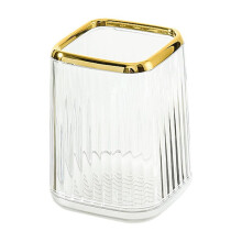 Porte-pinceaux de maquillage pour coiffeuse, pot de rangement pour pinceaux de maquillage avec motif rayé pour salle de bain