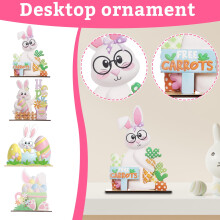 Plateau décoratif à étages en bois avec lapin de Pâques, 3 étages