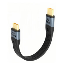 Cabo USB-C para USB-C com carregamento rápido, transmissão de dados de 100W a 40Gbps, vídeo 8K, cabo FPC de 14 cm para múltiplos dispositivos.