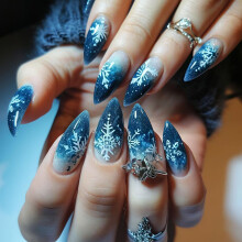 Kerst opplaknagels medium amandelvormige nepnagels winter sneeuwvlok acrylnagels volledige dekking kunstnagels schattige kerst opplaknagels voor