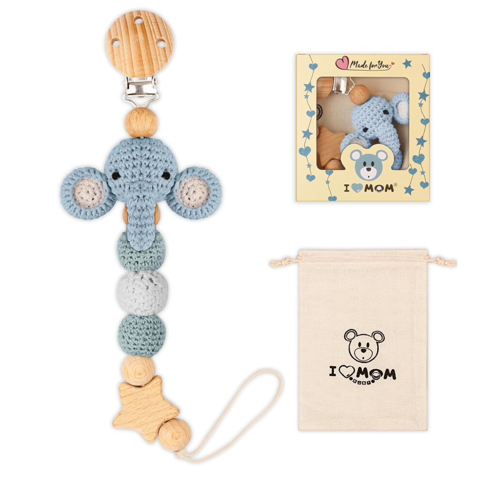 Cute Animal Pacifier Holder Clip for Boys and Girls, Most Pacifiers, Baby Teethers, Baby Shower and Baby Essentials