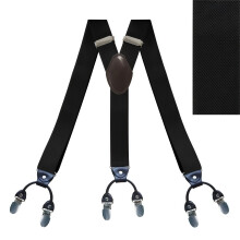 Men's Stylish Black 6 Clip Suspenders - Durable and Comfortable Fit
