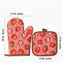 Gants de cuisine et sous-gants isolants à motif fraise – Épais, anti-brûlures, pour la cuisson et le barbecue – Taille unique