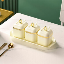 Luxurious Gold-plated Spice Boxs Set Kitchen MSG Storage Bottle Compartmentalised Household Fashion Seasoning Jar Set