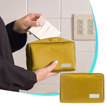 Nylon pasjestas – Digitale organizer en make-uptas met veilige ritssluiting voor documenten, reizen en woon-werkverkeer – Compatibel met Topliu