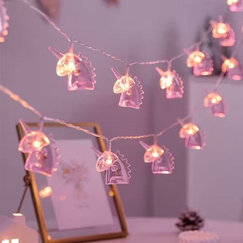 1pc Unicorn LED String Lights, Battery-Powered, Remote-Controlled Glow, Compatible with Bedroom/Wedding Decor