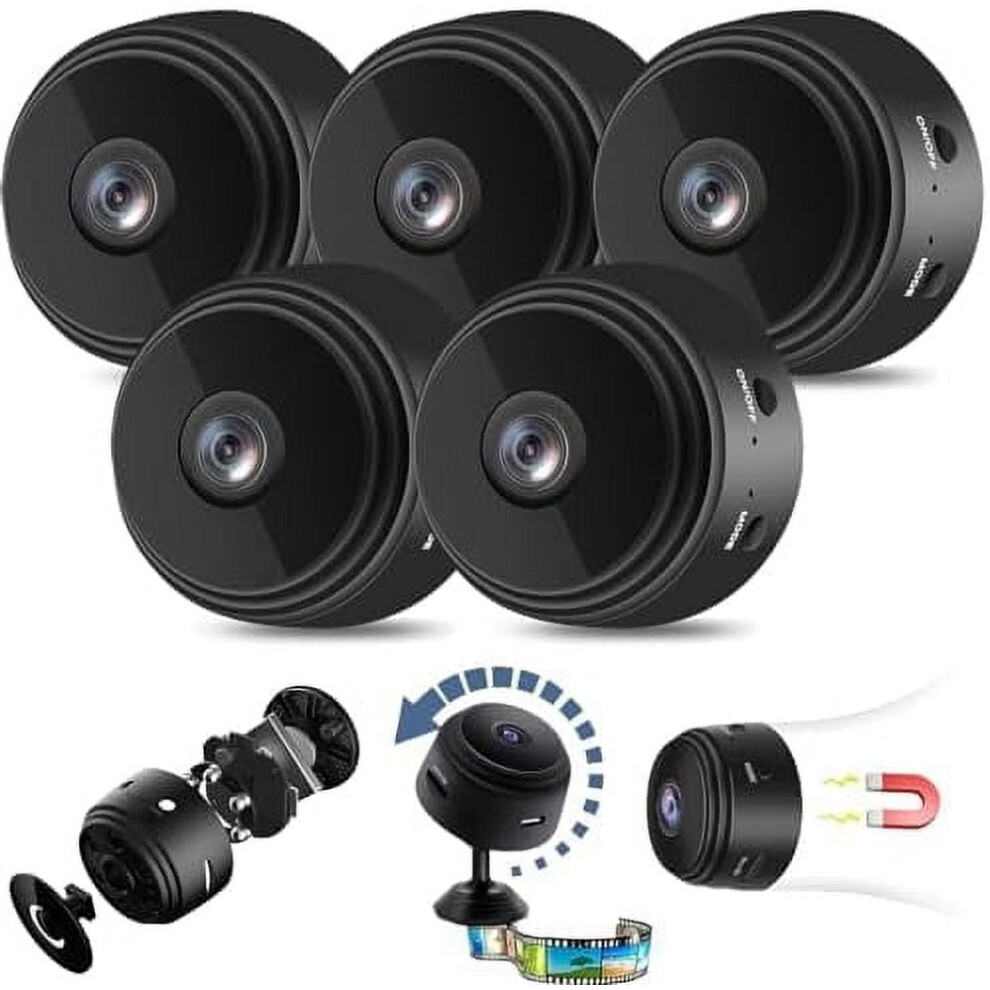5-Pack Magnetic Mini Security Camera, 1080P Hd Wireless, Night Vision & Motion Detection, Covert Cam With App (2Pcs), Compatible With Ios/Android 9377112527604
