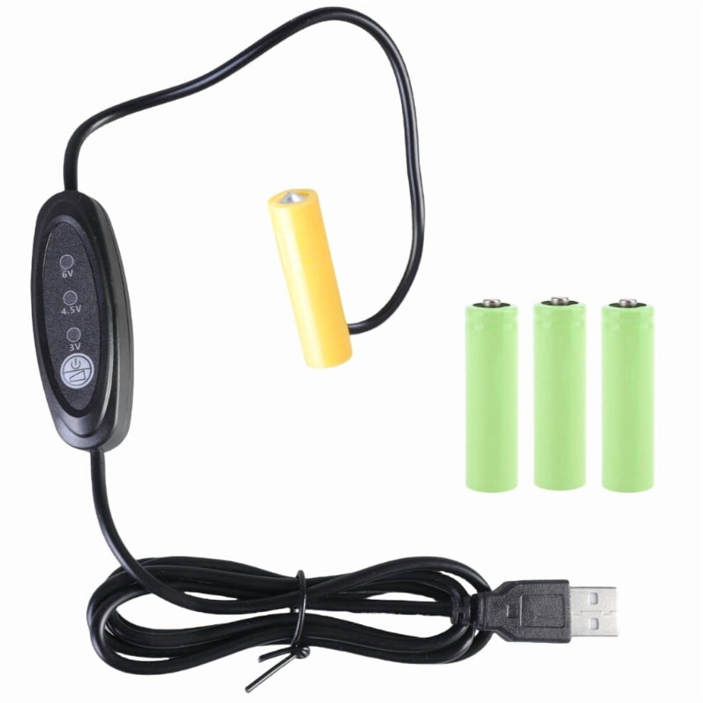 Usb Aa Battery Eliminator Cable 5V 2A To 3V 4.5V 6V 5W Aa Lr6 Power Supply Converter For Led Lights And Toys Remote 9377112527550