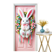 Décoration de porte de Pâques avec lapin (1 pièce)
