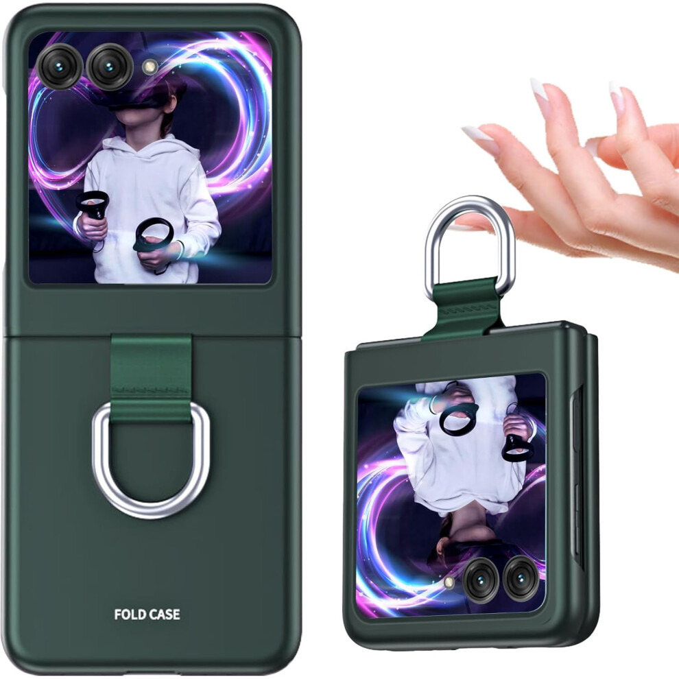 Shockproof Phone Case Compatible With Motorola Razr+/Moto Razr Plus 2023 & Razr 40 Ultra Â With Ring Green 9377112529073