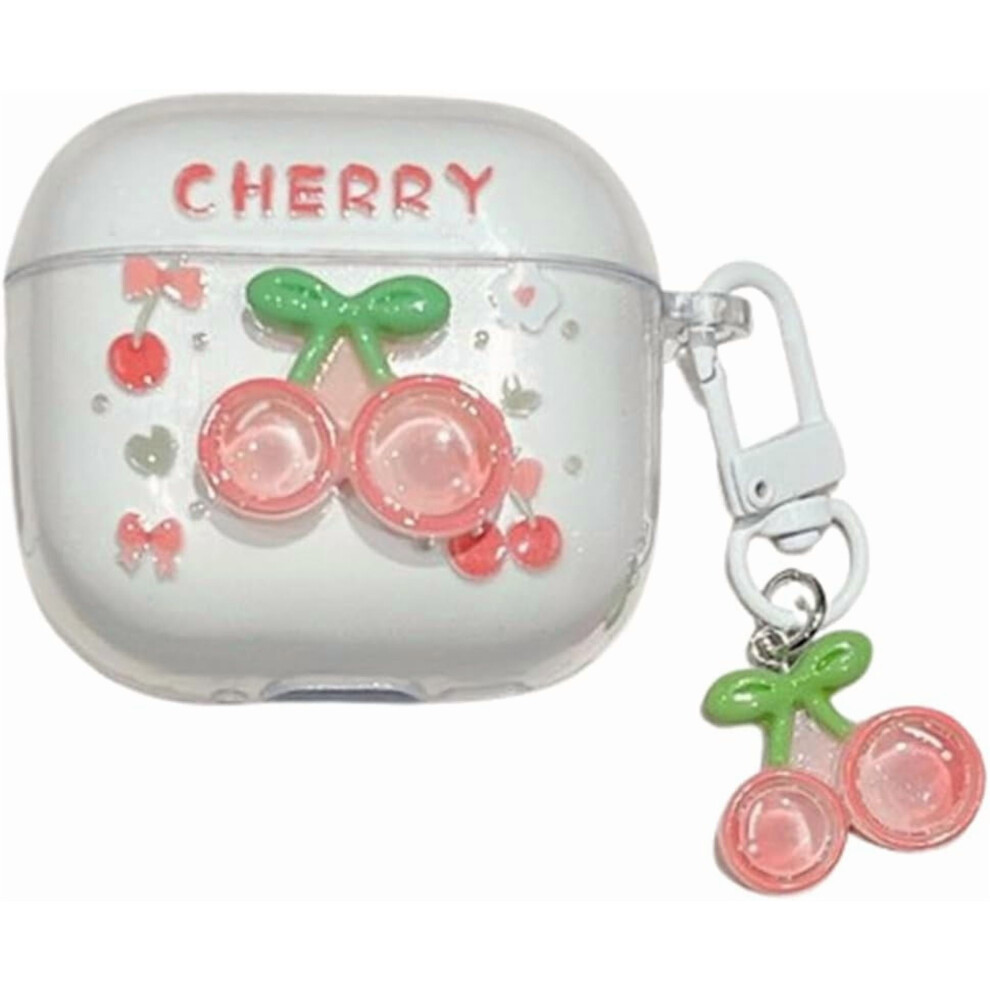 Compatible With Airpods 4Th Gen (2024), Cute Cherry Cartoon Clear Case With Keychain For Women & Girls 9377112529394
