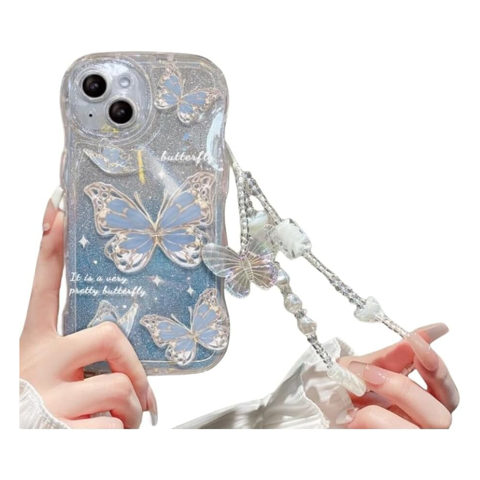 Wave Curl Butterfly Phone Case Â Glitter/Paper/Chain Options, Girly Design, Compatible With Iphone 15/14/13/12/11/Pro Max/X/Xs/Xr/7/8 (A3, 9377112529462