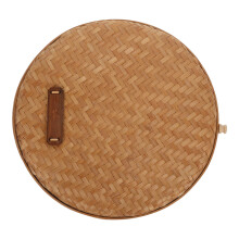 4Stk Bambus Teekuchen Box Handgefertigt Khaki Rund Teebehälter Zuhause