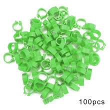 (Green) 100pcs Numbered Birds Leg Bands 8mm Poultry Leg Foot Rings for Chickens Doves Pigeons 001-100