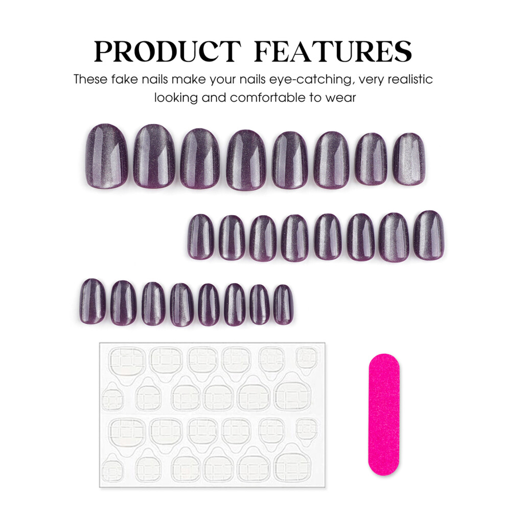 Dachuang Beauty Purple Glitter Fake Nails - Glossy & Stylish
