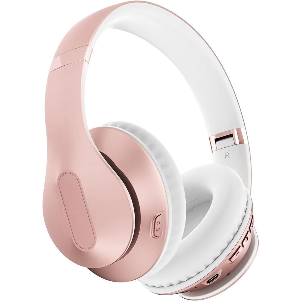 Over-Ear Headphones 65H Playtime, Hifi Stereo, 6Eq Modes, Foldable V5.3, Mic, Compatible With Smartphone/Computer/Laptop – Rose 9551475108384