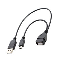 Cuibheoir MicroUSB go USB le Tacaíocht Corda MicroUSB (Cábla le Cumhachta) le haghaidh Ceangal Éasca Forimeallaigh