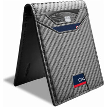 Cienkie portfele męskie z blokadą RFID Synthra(TM) Ultra Leather Bifold Minimalist Wallet11, uchwyt na kabel, cienki portfel męski z pudełkiem