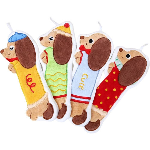 Χαριτωμένες χειροπετσέτες για Dachshund (4 τεμάχια), γρήγορο στέγνωμα σε χρώμα κοραλί