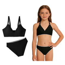 Maillot de bain deux pièces pour filles, séchage rapide, idéal pour la plage en été, bikini pour enfants de 11 à 12 ans