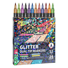 Glitzerpinselmarker, Metallic-Glitzerstifte mit zwei Spitzen für Karten, Bastelarbeiten, Malbücher und Scrapbooking – 10 ml