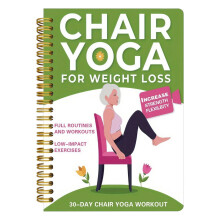 Caiet spiralat pentru yoga pe scaun, cu jurnal de progres și ghid de exerciții pentru forță/flexibilitate – Compatibil cu D