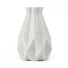 Vaso branco resistente a quebras, ornamento de mesa anti-queda, vaso de flores de plástico estilo origami – compatível com decoração de casa e