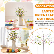 Branche de fleurs artificielles en forme d'œuf de Pâques avec feuilles (1 pièce)
