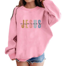 Sudadera de manga larga con cuello redondo para niña, estampado bonito, estilo casual y cómoda, sin capucha, color rosa, talla 9-10 años.