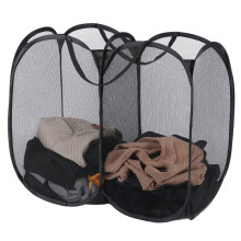 Opklapbare wasmand van 140 liter met dubbel gaas en 2 compartimenten.