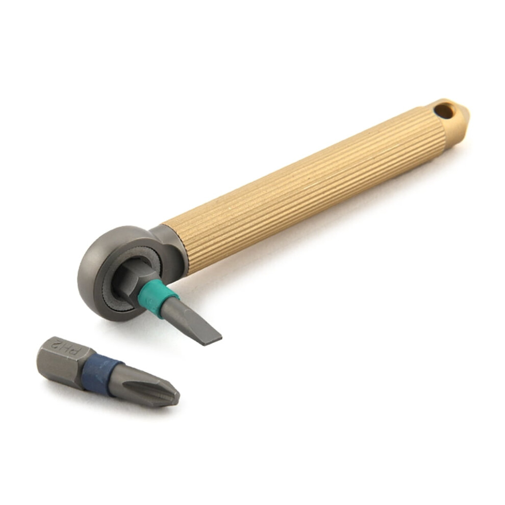 Brass Modularity Screwdriver Ratcheting Wheel Slotted Screwdriver With 2Pcs Bit Equipment Gadget For Mechanic 9340959197057