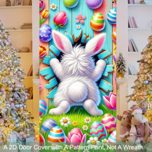 Husă de ușă cu iepuraș de Paște, 180x99 cm