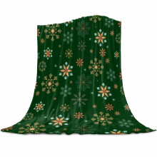 Golden Snowflakes Flannel Blanket for Bed,Travel and Camping, Christmas Green Winter Fantasy Super Soft Cozy Blanket for All Seasons 40"x50"