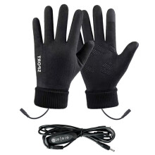 1 Pair USB Rechargeable Heated Gloves for Men & Women, Touchscreen-Compatible, Thermal Insulated for Skiing, Hiking, Cycling – Black