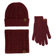 Winterliches Plüschstrickset HL8801 – Handschuhe, Mütze & Halswärmer-Kombination, Touchscreen-kompatibel, weiches Geschenk für Teenager in der
