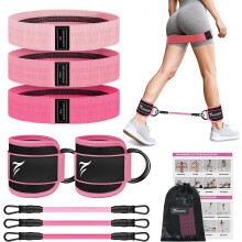 Resistance Bands Set with Ankle Cuffs for Glute Workout