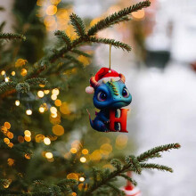 Enfeite de Natal de dinossauro com 26 letras – Decoração de acrílico para pendurar, dupla face, para árvore, festa, casamento, crianças e
