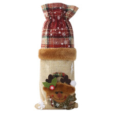 Sacs à bouteilles de vin en toile de jute pour Noël - Motifs Père Noël, rennes et bonhommes de neige - Housses réutilisables pour bouteilles de