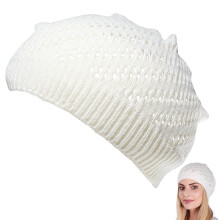 Berretto bianco a maglia tinta unita da donna – Cappello morbido, traspirante e comodo all'uncinetto, adatto per attività all'aperto e fai da te