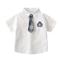 AWZXDE Boys Plaid Short Sleeve Casual Boys Shirts For Children Checkered Pattern Top White 12-18 Months