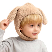 Bonnet d'hiver AWZXDE pour bébé, avec cache-oreilles, en maille douce et adorable, marron, idéal pour les petits garçons et les petites filles.